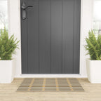 Pallet Stripes Minimal Geometric Pattern in Mustard Gold, Charcoal Gray, and Cream Welcome Mat Gallery Image 3