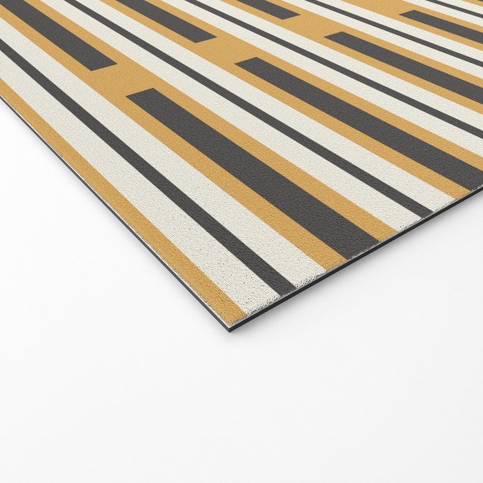 Pallet Stripes Minimal Geometric Pattern in Mustard Gold, Charcoal Gray, and Cream Welcome Mat Gallery Image 2