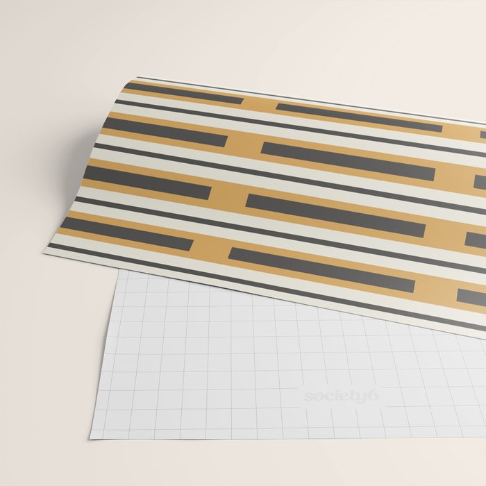 Pallet Stripes Minimal Geometric Pattern in Mustard Gold, Charcoal Gray, and Cream Wrapping Paper Gallery Image 2