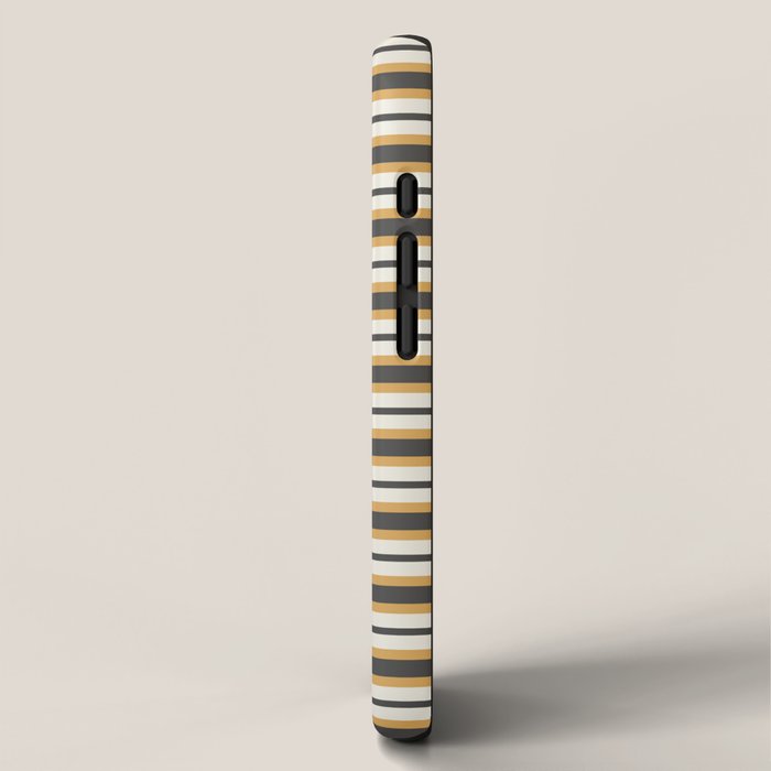 Pallet Stripes Minimal Geometric Pattern in Mustard Gold, Charcoal Gray, and Cream iPhone Case Gallery Image 2