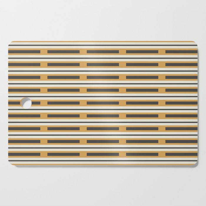 Pallet Stripes Minimal Geometric Pattern in Mustard Gold, Charcoal Gray, and Cream Cutting Board Gallery Image 1