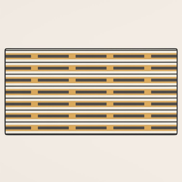 Pallet Stripes Minimal Geometric Pattern in Mustard Gold, Charcoal Gray, and Cream Desk Mat Gallery Image 3