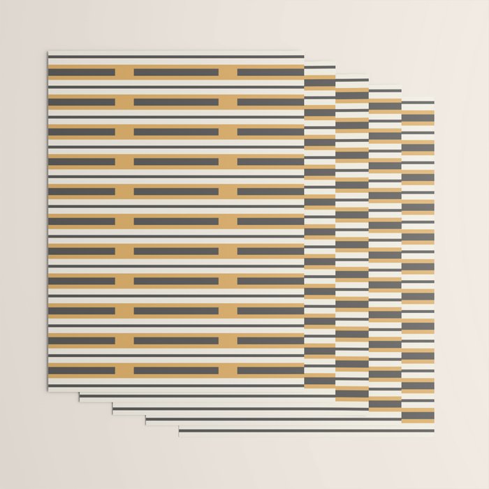 Pallet Stripes Minimal Geometric Pattern in Mustard Gold, Charcoal Gray, and Cream Wrapping Paper Gallery Image 3