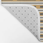 Pallet Stripes Minimal Geometric Pattern in Mustard Gold, Charcoal Gray, and Cream Bath Mat Gallery Image 2