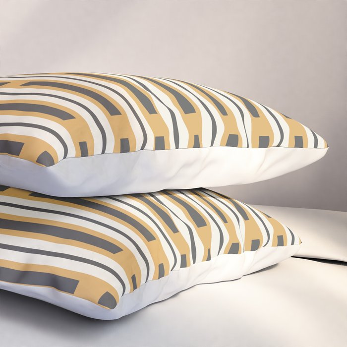 Pallet Stripes Minimal Geometric Pattern in Mustard Gold, Charcoal Gray, and Cream Pillow Sham Gallery Image 3