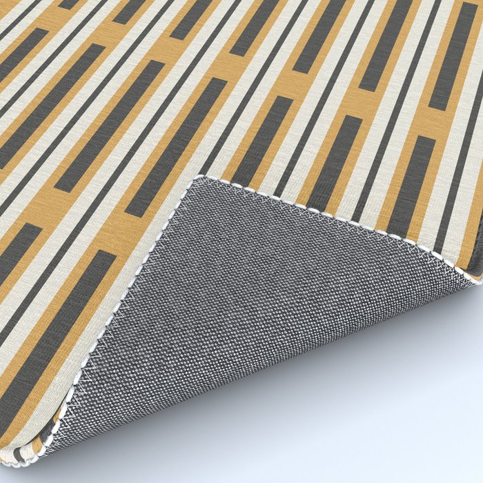 Pallet Stripes Minimal Geometric Pattern in Mustard Gold, Charcoal Gray, and Cream Rug Gallery Image 4