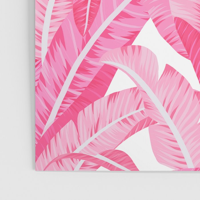 Pink banana leaves tropical pattern on white Poster Gallery Image 3