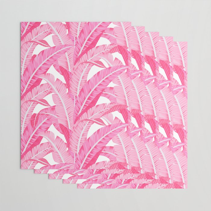 Pink banana leaves tropical pattern on white Wrapping Paper Gallery Image 3