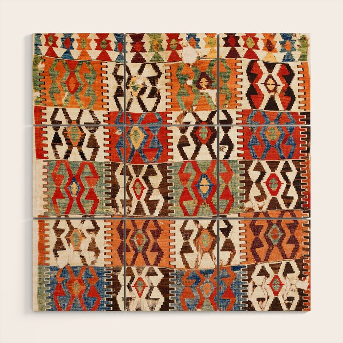 Kütahya West Anatolian Kilim Print Wood Wall Art Gallery Image 1