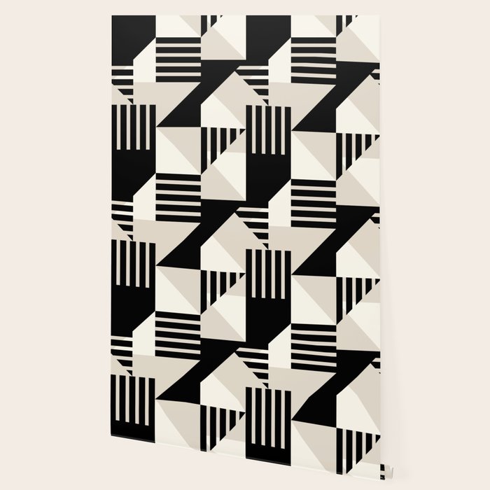 Geometric Abstract in Black and White Wallpaper Gallery Image 2