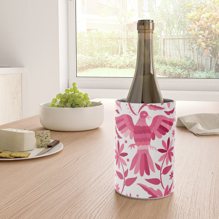 Mexican Otomi Design in Pink by Akbaly Wine Chiller Gallery Image 4