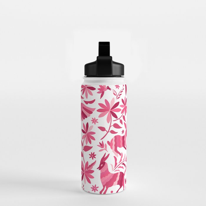 Mexican Otomi Design in Pink by Akbaly Water Bottle Gallery Image 2