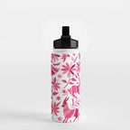 Mexican Otomi Design in Pink by Akbaly Water Bottle Gallery Image 2