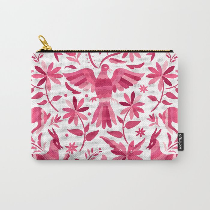 Mexican Otomi Design in Pink by Akbaly Carry All Pouch Gallery Image 1