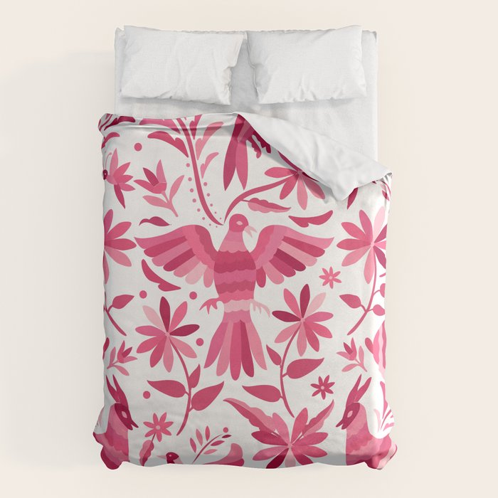 Mexican Otomi Design in Pink by Akbaly Duvet Cover Gallery Image 1