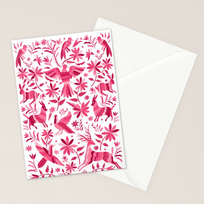 Mexican Otomi Design in Pink by Akbaly Stationery Card Gallery Image 2