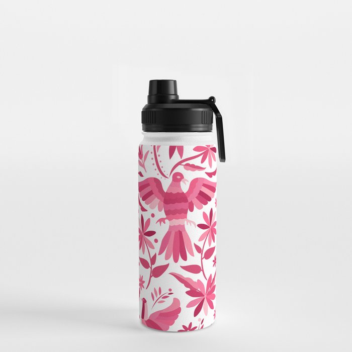 Mexican Otomi Design in Pink by Akbaly Water Bottle Gallery Image 2