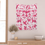 Mexican Otomi Design in Pink by Akbaly Wall Tapestry Gallery Image 2