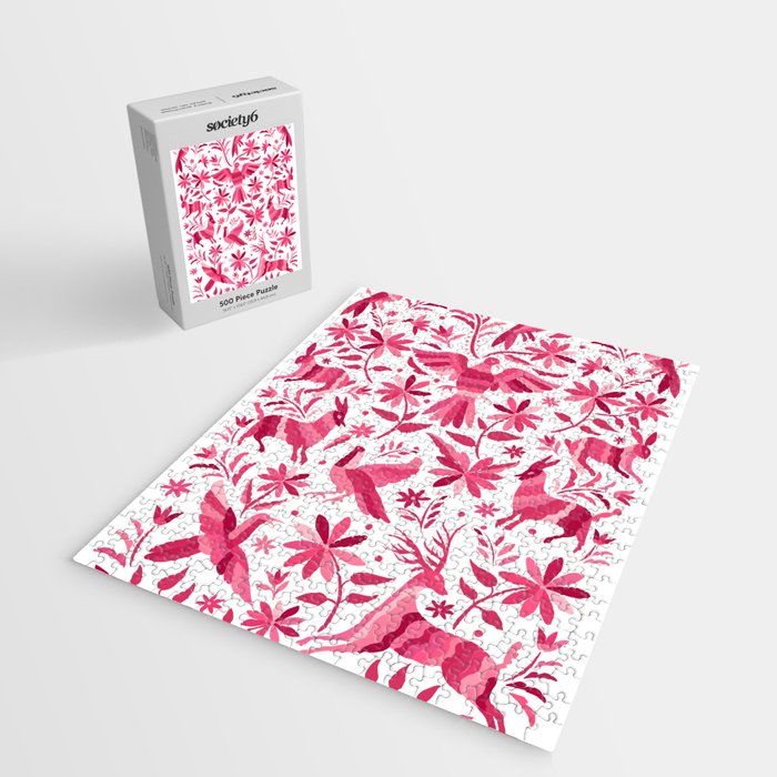 Mexican Otomi Design in Pink by Akbaly Jigsaw Puzzle Gallery Image 2