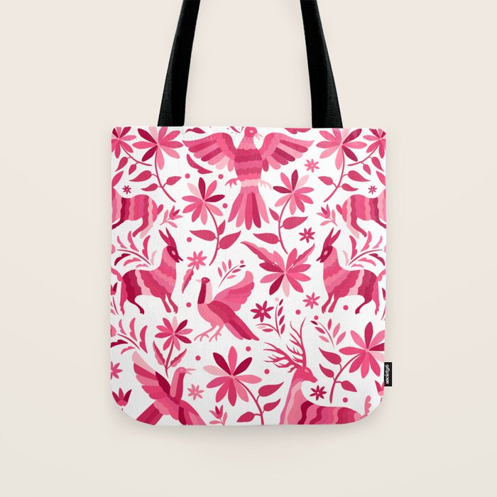 Mexican Otomi Design in Pink by Akbaly Tote Bag Gallery Image 1