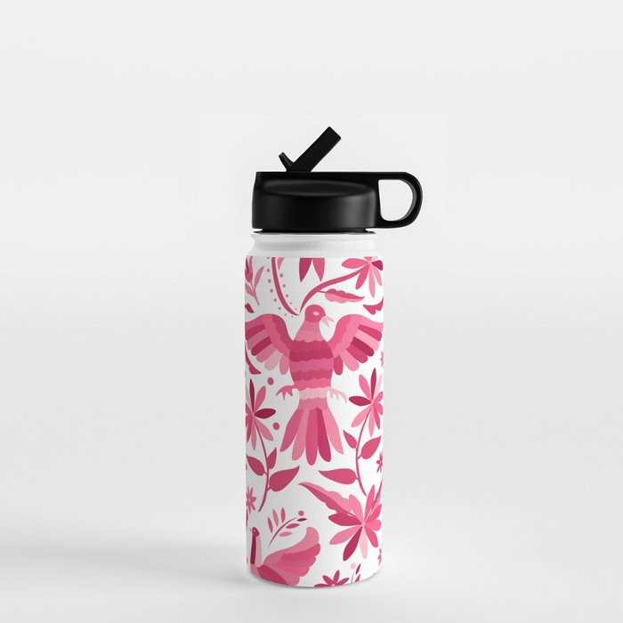 Mexican Otomi Design in Pink by Akbaly Water Bottle Gallery Image 1