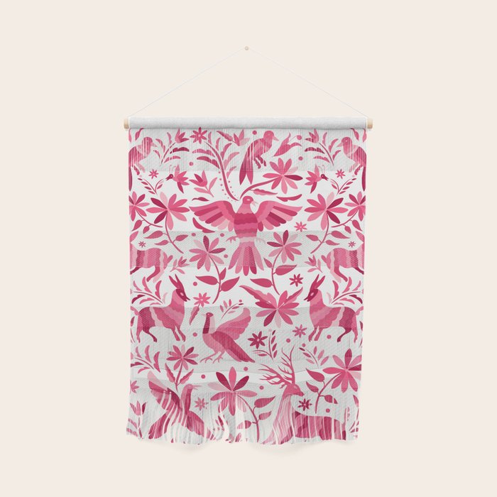 Mexican Otomi Design in Pink by Akbaly Wall Hanging Gallery Image 1