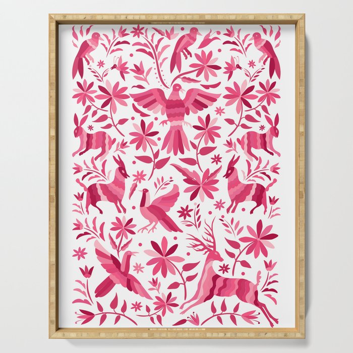 Mexican Otomi Design in Pink by Akbaly Serving Tray Gallery Image 1