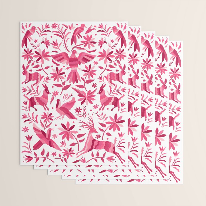 Mexican Otomi Design in Pink by Akbaly Wrapping Paper Gallery Image 3