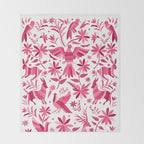 Mexican Otomi Design in Pink by Akbaly Throw Blanket Gallery Image 2