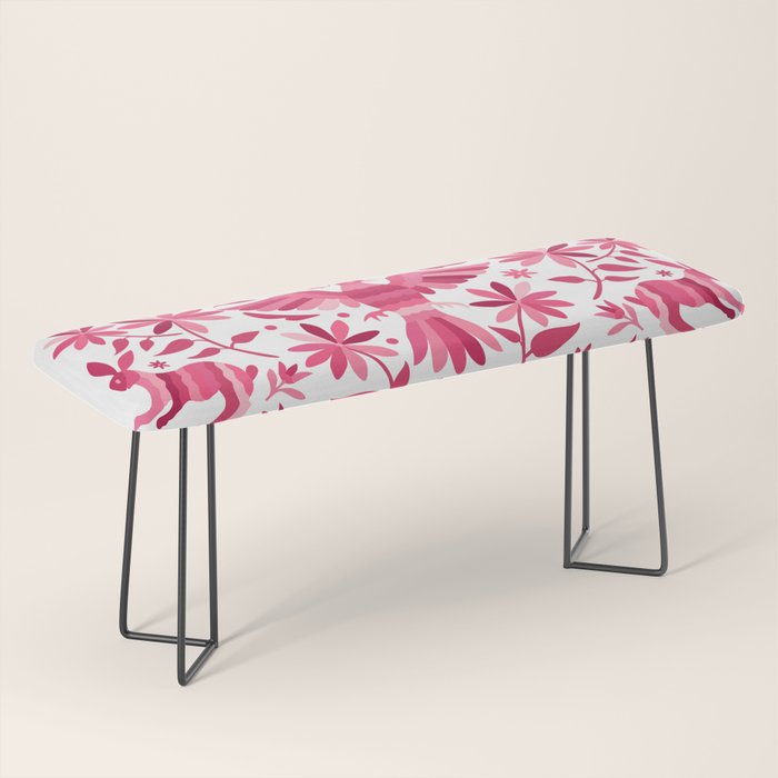 Mexican Otomi Design in Pink by Akbaly Bench Gallery Image 1