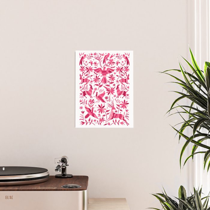Mexican Otomi Design in Pink by Akbaly Poster Gallery Image 2
