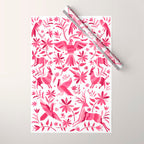 Mexican Otomi Design in Pink by Akbaly Wrapping Paper Gallery Image 1