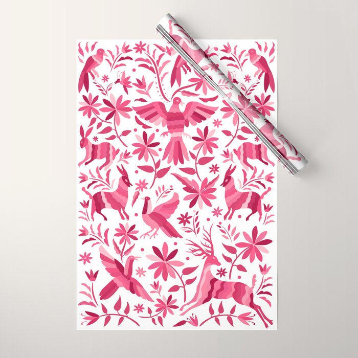 Mexican Otomi Design in Pink by Akbaly Wrapping Paper Gallery Image 1