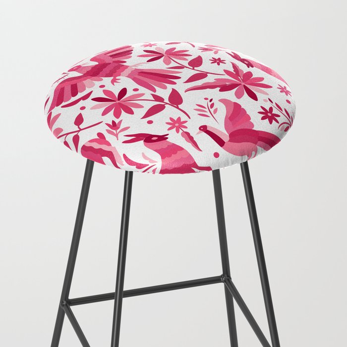 Mexican Otomi Design in Pink by Akbaly Stool Gallery Image 2