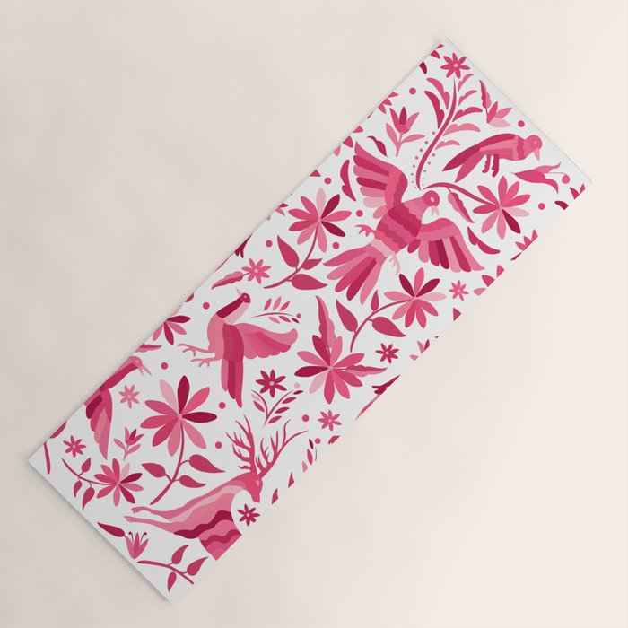 Mexican Otomi Design in Pink by Akbaly Yoga Mat Gallery Image 1
