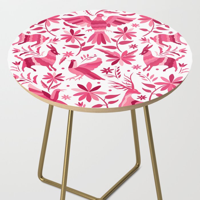 Mexican Otomi Design in Pink by Akbaly Side Table Gallery Image 2