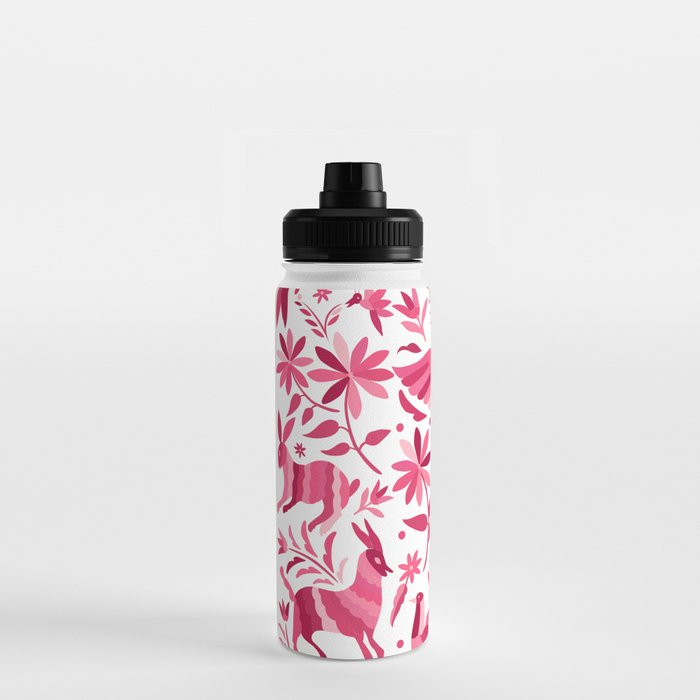 Mexican Otomi Design in Pink by Akbaly Water Bottle Gallery Image 3