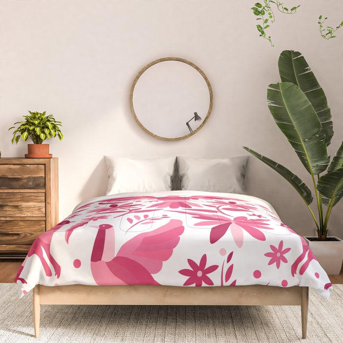 Mexican Otomi Design in Pink by Akbaly Comforter Gallery Image 3