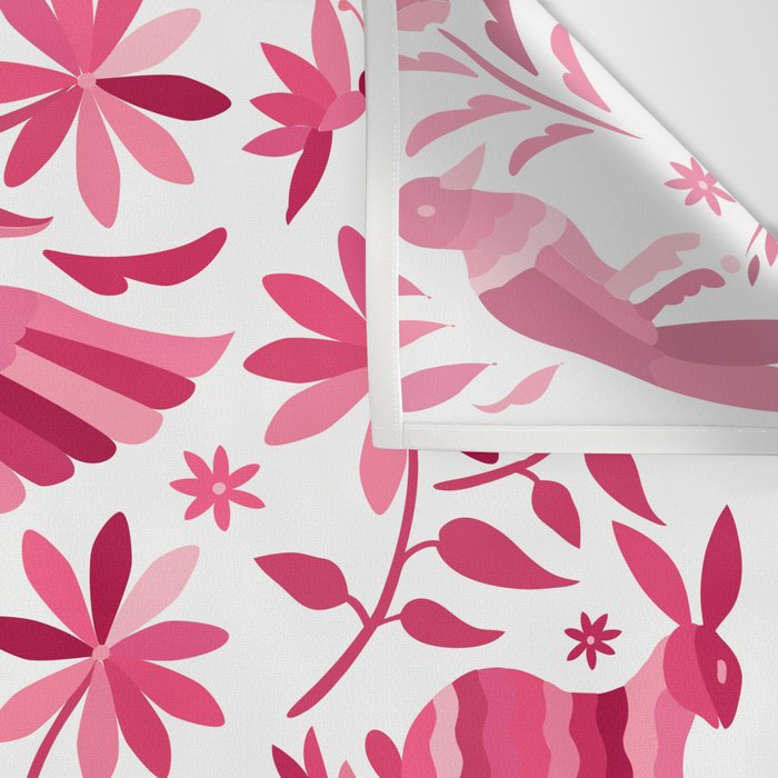 Mexican Otomi Design in Pink by Akbaly Wall Tapestry Gallery Image 3