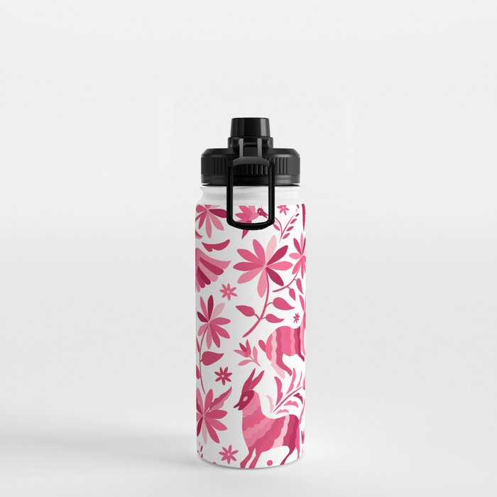 Mexican Otomi Design in Pink by Akbaly Water Bottle Gallery Image 2