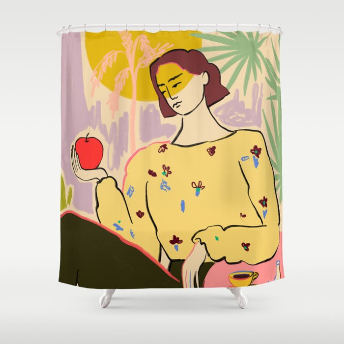 SUN ON HER FACE Shower Curtain Gallery Image 1