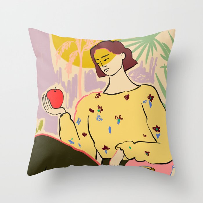 SUN ON HER FACE Throw Pillow Gallery Image 1
