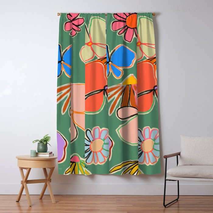 VINTAGE GARDEN GREEN Window Curtain Gallery Image 5