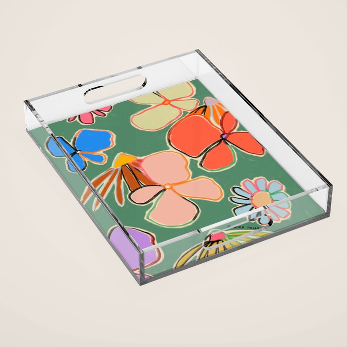 VINTAGE GARDEN GREEN Acrylic Tray Gallery Image 1