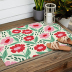 Summer Floral - red, green and pink Outdoor Rug Gallery Image 2