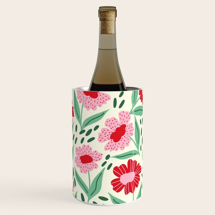 Summer Floral - red, green and pink Wine Chiller Gallery Image 3