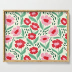 Summer Floral - red, green and pink Serving Tray Gallery Image 1
