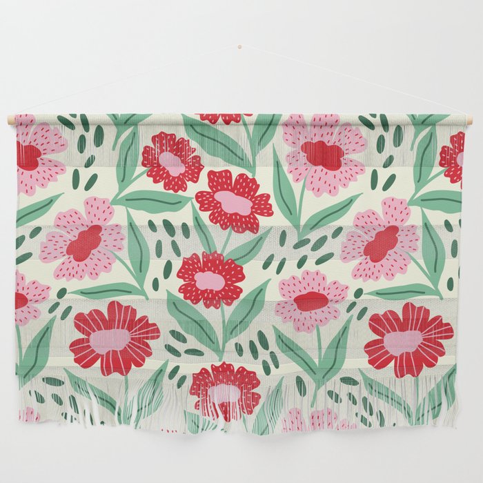 Summer Floral - red, green and pink Wall Hanging Gallery Image 1