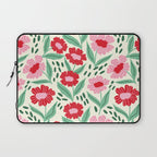 Summer Floral - red, green and pink Laptop Sleeve Gallery Image 1