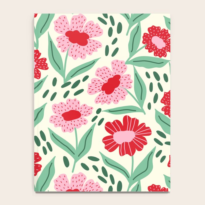 Summer Floral - red, green and pink Notebook Gallery Image 4